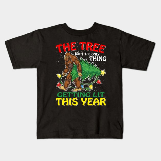 Christmas Bigfoot The Tree Isn't The Only Thing Ugly Xmas T-Shirt Kids T-Shirt by intelus